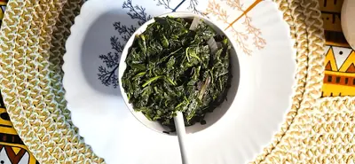 A bowl of cooked amaranth leaves